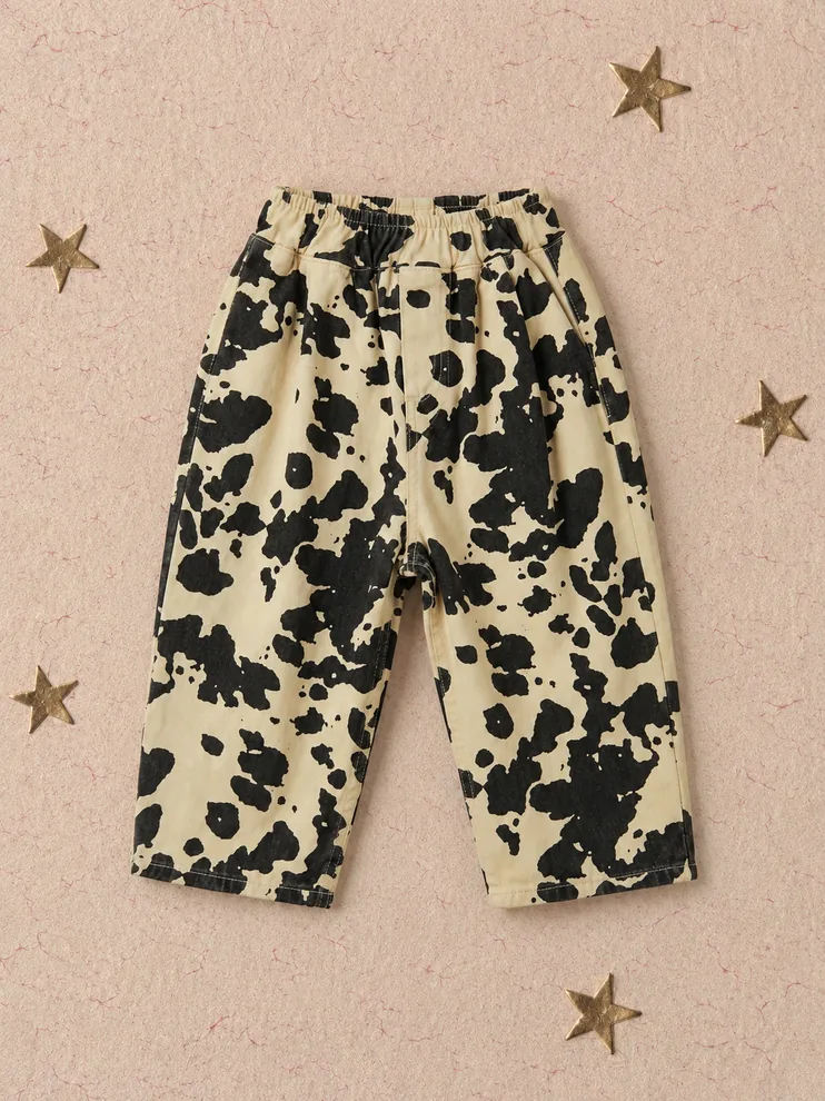 Kamuflaj Desenli Bej Denim Balloon Pantolon