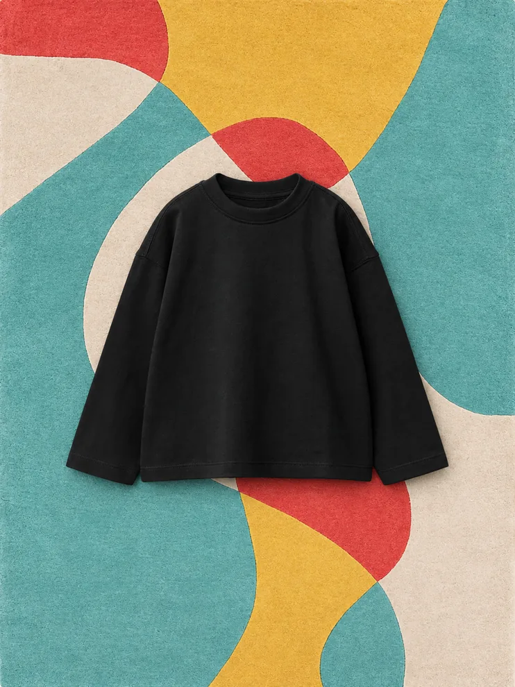 Siyah Uzun Kol Oversize T-Shirt