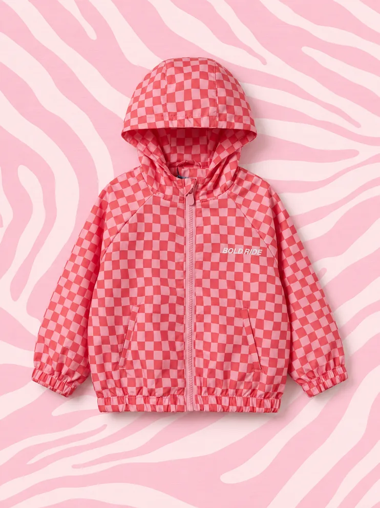 Pembe Damalı Su İtici Kız Çocuk Yağmurluk
