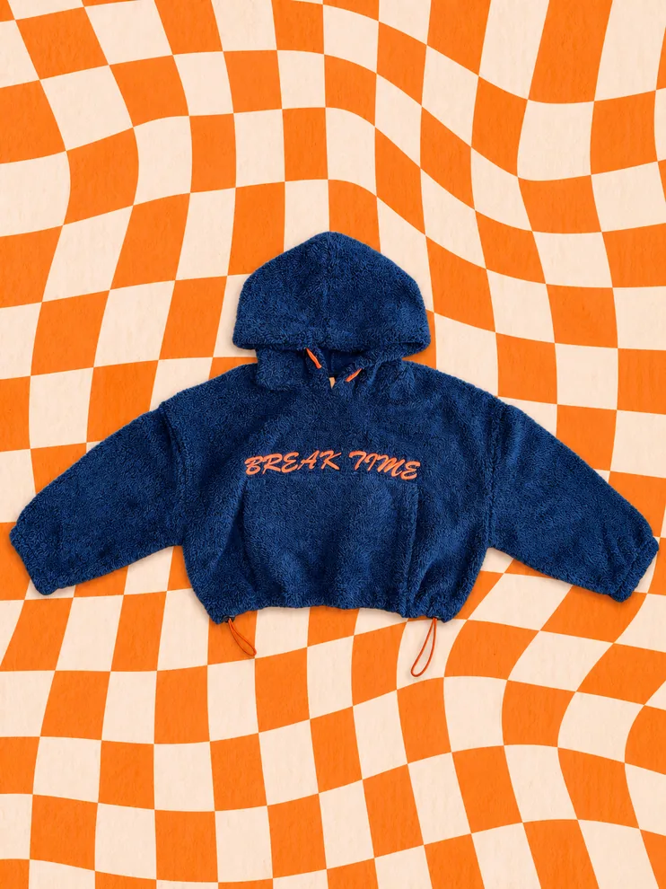 Break Time İndigo Peluş Sweatshirt