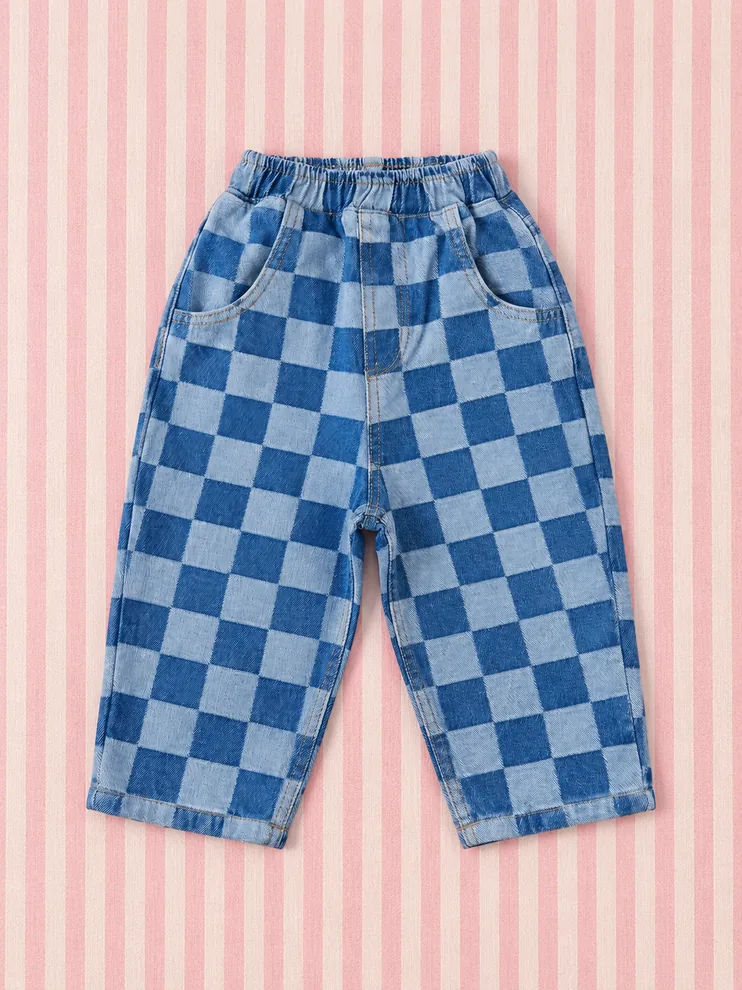 Damalı Balloon Jean
